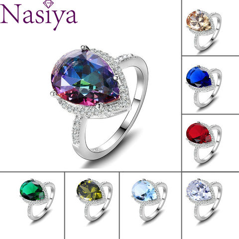 925 Silver Ring Mystic Rainbow Topaz Aquamarine Emerald  Sapphire Ruby Multi-Color Jewelry Rings Wedding Valentine's Day Gift ► Photo 1/3