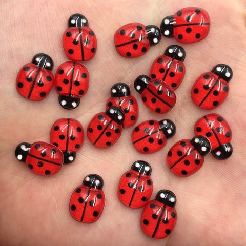 60pcs Resin Cute Colorful Beautiful Red Beetle Flat Back Rhinestone Appliques DIY Wedding Scrapbook Craft SF747 ► Photo 1/5