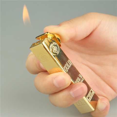 Metal Gold Bar Torch Lighter Free Fire Butane Gas Smoke Pipe Lighter Inflated Cigarette Gasoline Oil Lighter Gadget For Man ► Photo 1/6