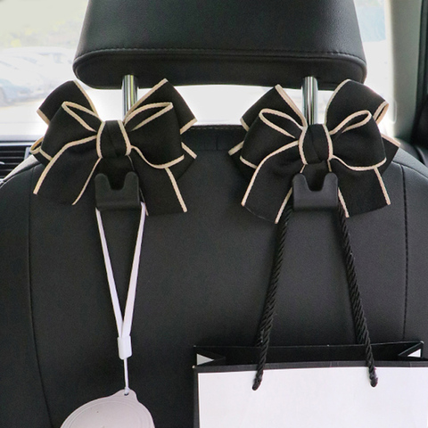 Creative Cute Bowknot Car Seat Back Storage Hooks Vehicle Headrest Organizer Hanger for Groceries Bag Handbag Car Accessories ► Photo 1/6