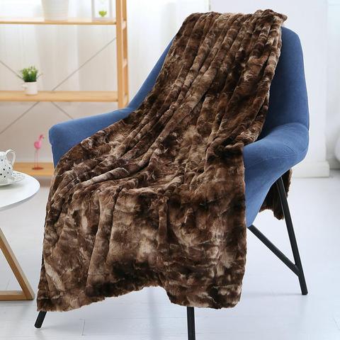 New Super Soft Faux Fur Throw Blanket Fuzzy Light Weight Brown Gray Pink Luxurious Cozy Warm Fluffy Plush Blankets Shawl ► Photo 1/6