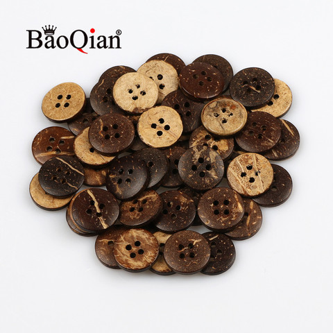 20/50/100pcs 4 Hole Round 15mm Brown Coconut Shell Button For Clothing Scrapbook Decoration Sewing Accessories DIY Crafts ► Photo 1/5