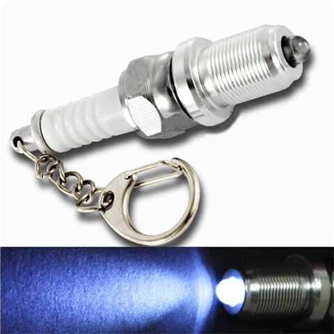 1Pcs New Arrival Casual LED Auto Key Chain Spark Plug Auto Key Chain Keychain Car Parts Keyring Approx.60mm/2.37