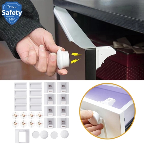 Magnetic Child Lock Baby Safety Cabinet Drawer Door Lock Children Protection Invisible Lock Kids Security 4+1/8+2 With 1 Cradle ► Photo 1/6