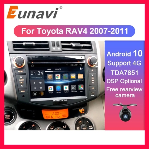 Eunavi 2 din Android 10 TDA7851 car radio dvd multimedia for Toyota RAV4 Rav 4 2007 2008 2009 2010 2011 headunit gps stereo DSP ► Photo 1/6