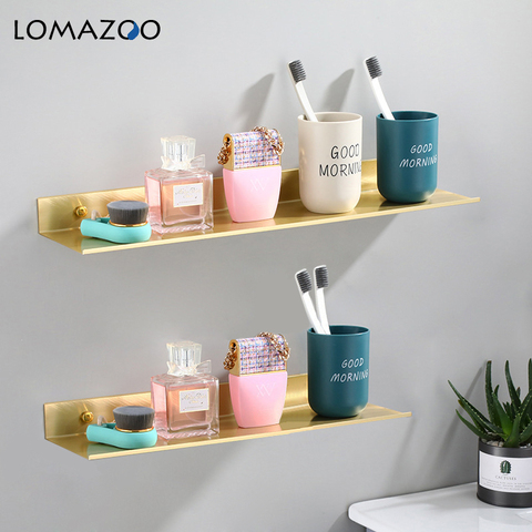 Bathroom Accessories Bathroom Shelf 30/40/50cm Modern Gold Kitchen Wall Shelf Shower Bath Storage Rack Cosmetic Shelf Aluminum ► Photo 1/6