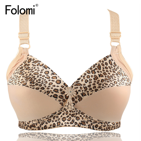 Women's Plus Size Bra Leopard Print Wire Free Bras Push Up Ajusted Brassiere Thin Cup Underwear 44 46 ► Photo 1/6