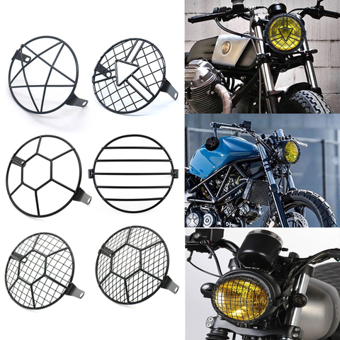 7 inch Motorcycle Universal Vintage Headlight Protector Retro Grill Light Lamp Cover For Harley Ducati Chopper Yamaha Cafe Racer ► Photo 1/6