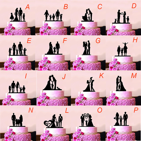 Family Style Cake Topper Wedding Party Kids Dag Anniversary Bridal Shower Decorations Kids Gift cake decor Rustic Wedding ► Photo 1/6