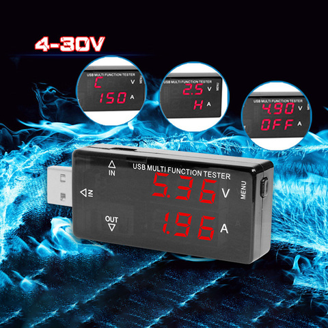USB Current Voltmeter Tester 4-30V 3A Digital Voltmeter Ammeter Car Voltage Meter Detector Monitor Power Bank Charger Detector ► Photo 1/6