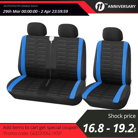 2+1 Seat Covers Car Seat Cover for Transporter/Van,Universal for 2+1 Car Seater,Truck Interior,for Renault Master 3 Seater ► Photo 1/6