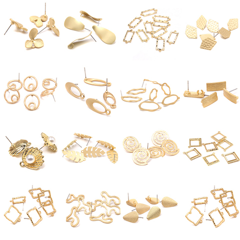 Earrings Jewelry Making finding Accessories Zinc Alloy Golden Metal Leaves Earrings Base Connectors Linkers 10pcs/lot wholesale ► Photo 1/6