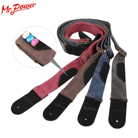 Mr.Power Jeans Color Denim Guitar Straps Guitar Belt Padded with 3 Picks Holder Design for Acoustic Electric Guitar Bass ► Photo 1/6