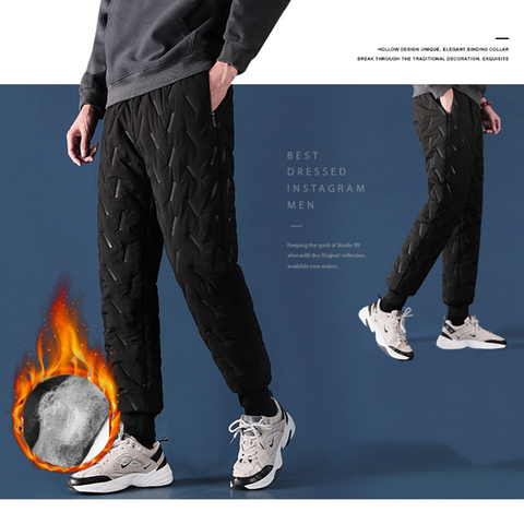 Men's Cotton Trousers Winter Sports Loose Thick Warm Down Jogging Pants Men Sweatpants Windproof Down Cotton Pants Sports ► Photo 1/6