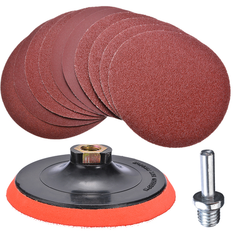 10pcs Sandpaper Set Hook and Loop 125mm Sanding Discs with Backing Pad Drill Adaptor For Woodworking Polishing Tool ► Photo 1/6