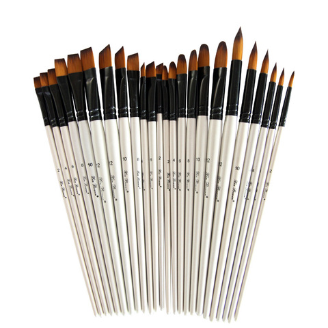 6 pcs/set Two-tone Nylon hair brush Pearl white wood pole for oil paint for hair Watercolor brush for beginners Art paint brush ► Photo 1/6