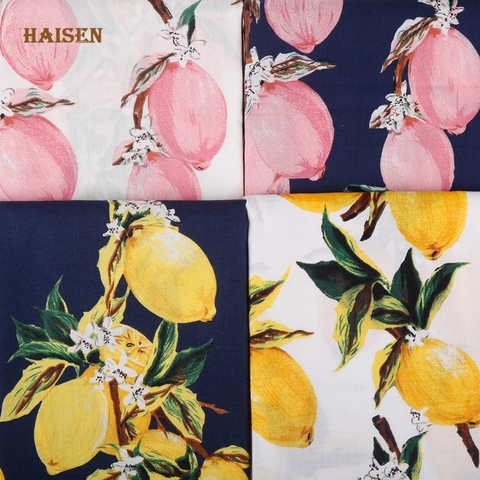Haisen,Summer Apparel Fabric Lemon Series Printed Pattern Plain Cotton Poplin Cloth Skirt/Dress/Shirt Sewing Material/Half Meter ► Photo 1/6