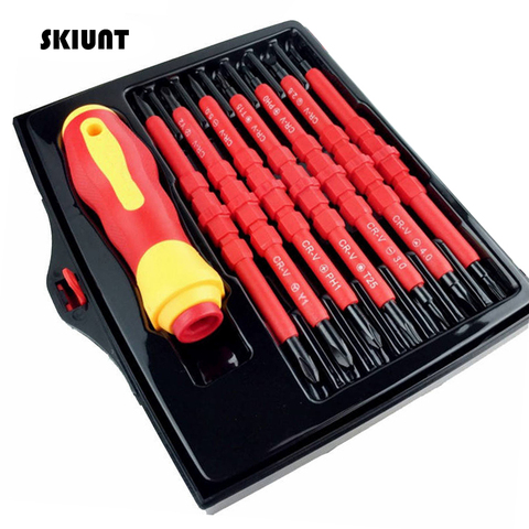 SKIUNT Insulated Screwdriver Set Screw Driver Bit Magnetic Phillips Slotted Screwdrivers Screw Holder For Electrician Hand Tools ► Photo 1/6