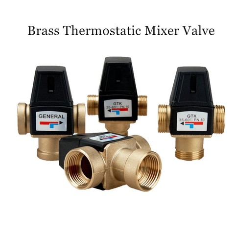 DN20/DN25 Solar Water Heater Valve 3-Way Brass Thermostatic Mixer Valve Male Female Thread Mixing Valve Accessories 3/4
