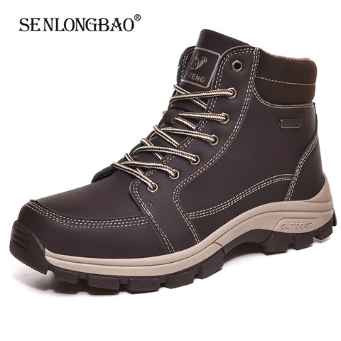 New Winter Men keep Warm Plush Snow Boots Men Casual Shoes Waterproof Work Shoes Outdoor Men Lace-Up Ankle Boots Big Size 39-48 ► Photo 1/6