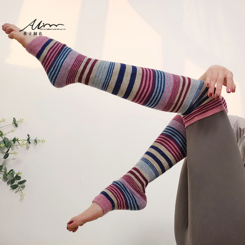 Leg Cover Cashmere Warm And Antiskid Over Knee Socks Knitting Striped Long Leg Warmers Knitted Fashion High Quality ► Photo 1/5