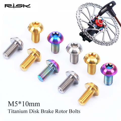 Risk 12PCS/lot M5*10mm Bicycle Brake Disc Bolts Titanium Alloy MTB Mountain Road Bike Ultralight Cycling Screws Bicycle Parts ► Photo 1/6