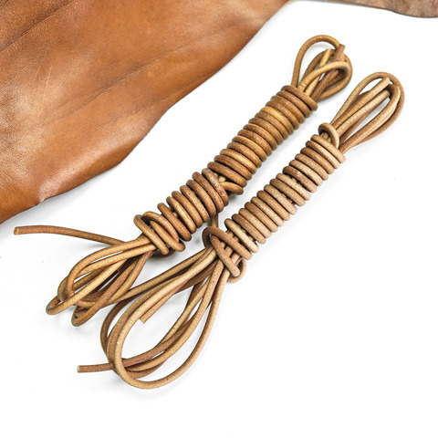 1 Pair Strip Brown Round Boat Shoelaces Strap Fashion Real Leather Shoe Lace 150cm Boots Shoelace for Shoes String Necklace Cord ► Photo 1/6