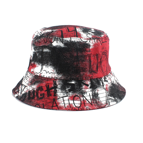 Summer Harajuku Bucket Hat Women English Letters Cotton Hip Hop Cap Men Tie Dye Panama Hat gorro de pescador ► Photo 1/6