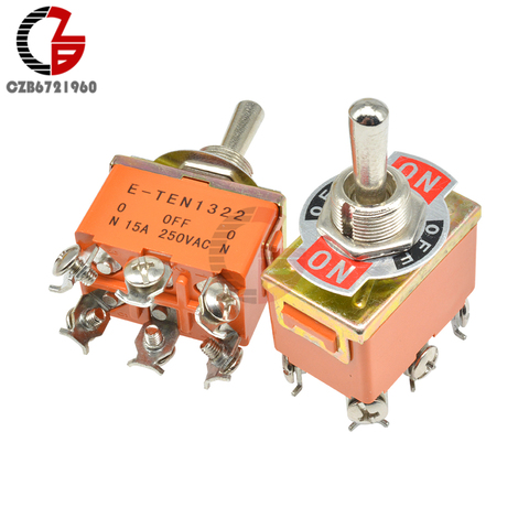 E-TEN1322 Toggle Switch 31*19.8MM Orange 6Pin On-Off-On Switch Copper Contactor 250V 15A for Car Speaker PC ► Photo 1/2