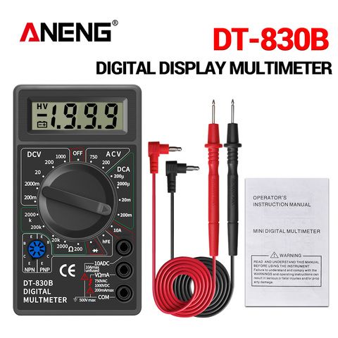 DT830B Mini Multimeter LCD Digital Multimetro For Volt Amp Ohm Tester Meter Voltmeter Ammeter Overload Protection With Probe ► Photo 1/6