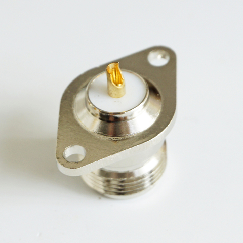 1 Pcs Connector N Female With 2 Hole Flange Panel Chassis Mount deck PTFE Solder Rhombic copper RF Coax Adapters ► Photo 1/4