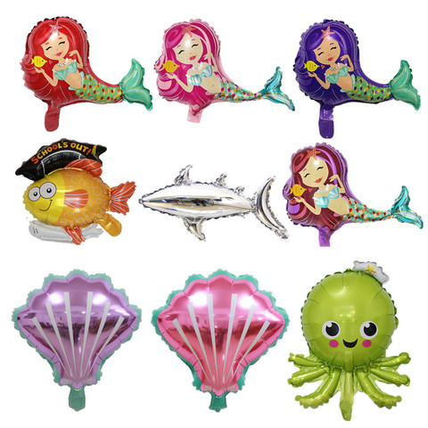 New water family mermaid dolphin shark color shell children birthday gift party decoration aluminum foil aluminum balloon ► Photo 1/6