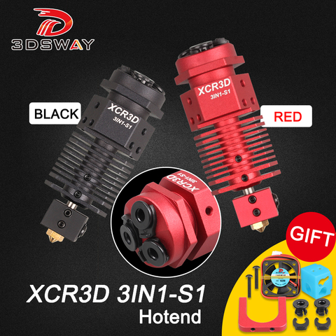 3DSWAY 3D Printer Parts XCR3D 3IN1-S1 Hotend 3 in 1 out Switching Color 0.4/1.75mm filament J-head for Titan MK8 Bowden Extruder ► Photo 1/6