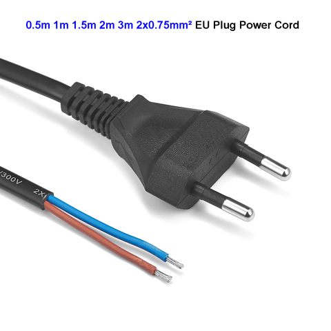 EU Plug Power Cable 0.5m 1m 1.5m 2m 10ft Pigtail Electric Wire Euro Power Supply Cord AC Cable For Extension Socket Lamp Project ► Photo 1/6