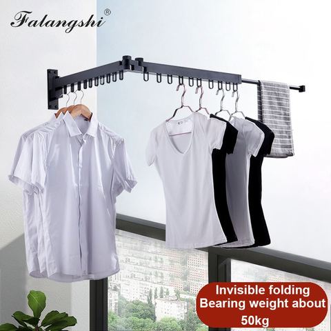 Black Folding Wall Hanger Retractable Clothes Drying Racks Hangers Storage Hotel Home Hangers for Clothes Organization WB3008 ► Photo 1/6