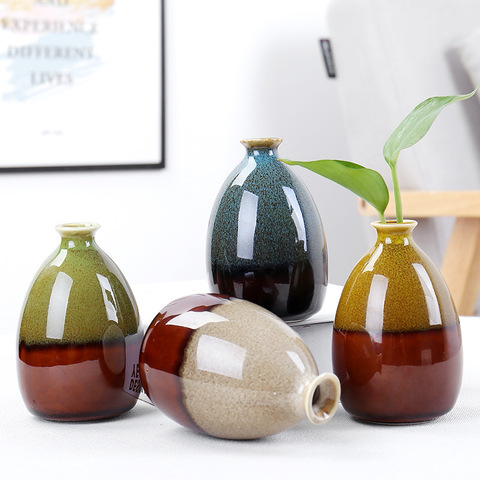 Nordic Simple Handmade Ceramic Glaze Desktop Vase Hydroponics Vase Dried Flower Arrangement Bottle Flower Pot Home Ornaments ► Photo 1/6