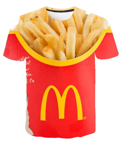 2022 Newest French Fries 3D Printed T shirt Men Women Funny Tee Tshirt Oversize Streetwear Summer Tops T-shirt Short Sleeve Tops ► Photo 1/6