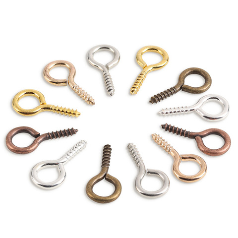 200pcs Small Tiny Mini Eye Pins Eyepins Hooks Eyelets Screw Threaded Gold Clasps Hooks Jewelry Findings For Making DIY ► Photo 1/6