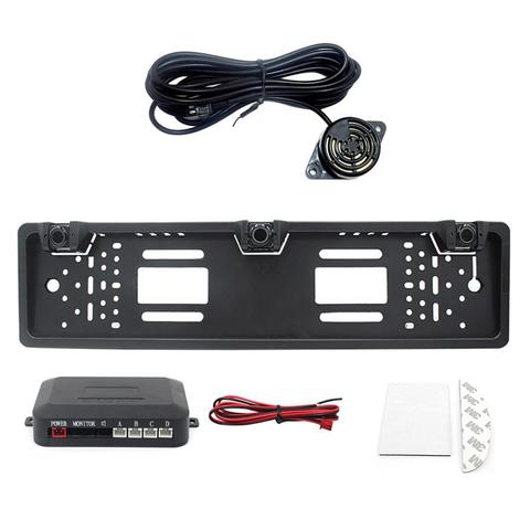 EU Europe Car License Plate Frame Car Parking Sensor Kit Auto Reverse Radar Sensor Buzzer Accessories ► Photo 1/6