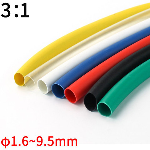 2M 1.6/2.4/3.2/4.8/6.4/7.9/9.5mm Dual Wall Heat Shrink Tube Thick Glue 3:1 ratio Shrinkable Tubing Adhesive Lined Wrap Wire Kit ► Photo 1/6
