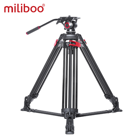 miliboo video tripod professional camera stand with ground spreader for dslr camcorder wedding photography travel quick shipping ► Photo 1/6