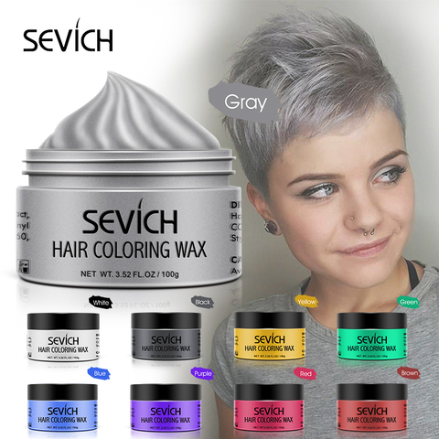 Sevich 9 Color Hair Color Wax For Men and Women One-time Temporary Hair Color Cream Gel 100g Grandma Grey Color Hair Styling ► Photo 1/6