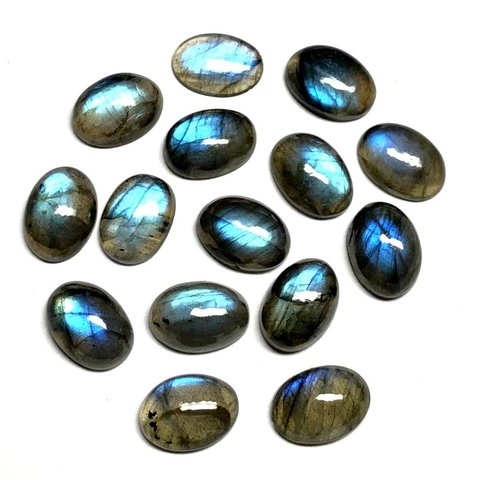 Wholesale 2pcs/lot Blue Flash Labradorite Bead Cabochon 10x14mm 13x18mm 15x20mm 17x23mm Oval Gem Stone Beads Cabochon Ring Face ► Photo 1/6