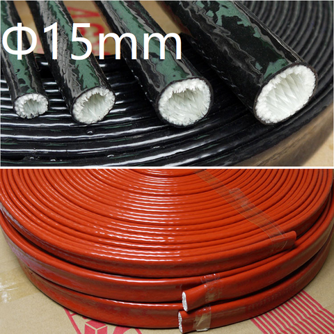 Thickening Fire Proof Tube ID 15mm Silicone Fiberglass Cable Sleeve High Temperature Oil Resistant Insulated Wire Protect Pipe ► Photo 1/6