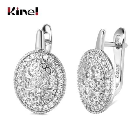 Kinel Classic 925 Sterling Silver Oval Natural Zircon Trendy Spinel Engagement Stud Earrings for Women Fien Jewelry ► Photo 1/6