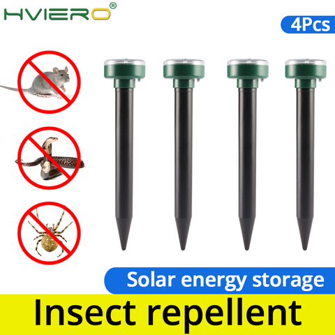 4Pcs Solar Powered Ultrasonic Sonic Mouse Mole Pest Rodent Repeller Repellent Yard LED Light Repeller Outdoor Lamp Yard Garden ► Photo 1/6