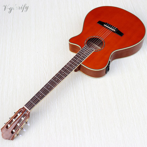 39 inch natural color spruce top 6 string classic guitar cutaway design high gloss finish classical guitar ► Photo 1/6