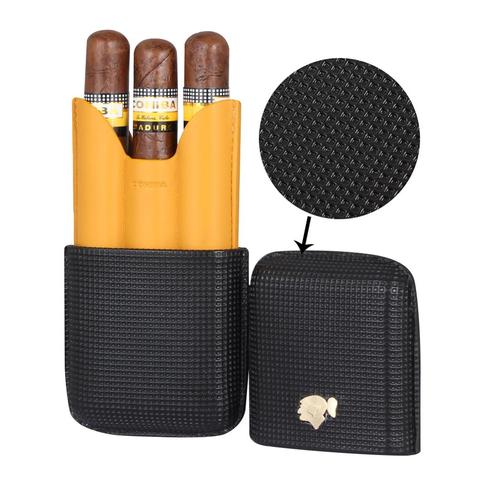 COHIBA Gadgets Leather Cigar Case Travel Humidor Holder Portable 3 Tubes Mini Cigar Humidor Box Fit Cigars Accessories ► Photo 1/6