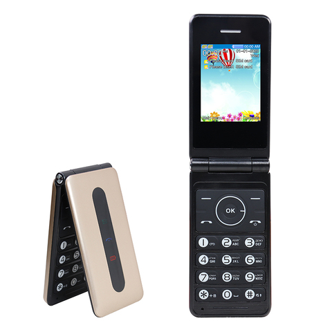 GSM 2.4 Inch Flip Mobile Phone Russian Hebrew Keyboard FM Radio MP3 Video Player Flashlight Big Push-Button Cheap Cell phone ► Photo 1/6