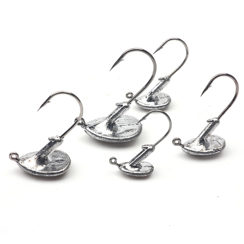 Rompin 5pcs Jump Jig Head Fishing Hook 3.5g 5g 7g 10g 14g Tumbler Anti-hanging grass Lead Head Fishing Hooks Soft Lure Tackle ► Photo 1/5